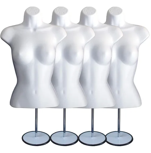 Miniatura 22 de DisplayTown - Maniquí femenino con torso y soporte de metal, parte trasera hueca, cuerpo apilable, forma para exhibir camisetas, mostrador