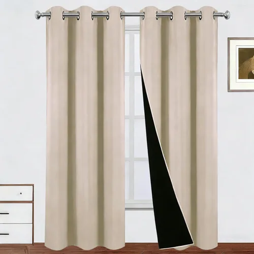 Miniatura 29 de LEMOMO Cortinas 100% opacas de 52 x 95 pulgadas, 2 paneles de oscurecimiento con aislamiento térmico para dormitorio Negro
