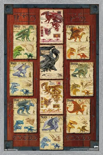 Miniatura 8 de Trends International Dungeons and Dragons - Póster de pared con cuadrícula de dragón, 22.4L x 14.7W, versión con marco de madera tipo granero