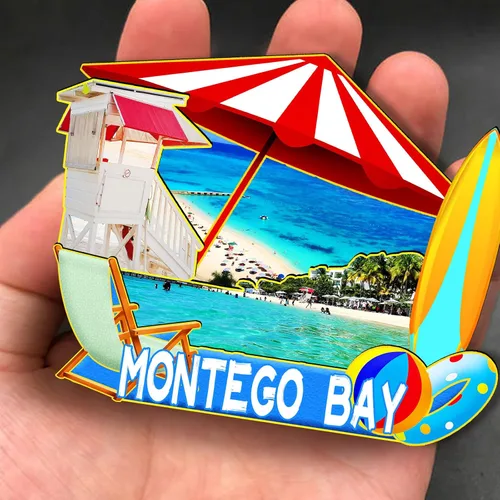 Miniatura 4 de Montego Bay Jamaica - Imán de madera 3D para nevera, recuerdos coleccionables, decoración hecha a mano, artesanías 2
