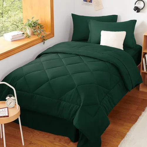 Miniatura 202 de CozyLux Juego de edredón tamaño King, color naranja quemado, toda la ropa de cama en una sola bolsa, 7 piezas: edredón, fundas de almohada