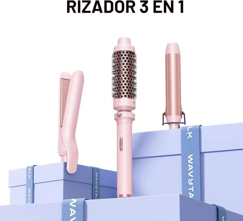 Miniatura 8 de Wavytalk Juego de Rizadores 3 en 1, Rizos Múltiples, Juego de Rizador con Cepillo Redondo Calentado, Plancha Alisadora de Cabello, Rizador de 1 1/4