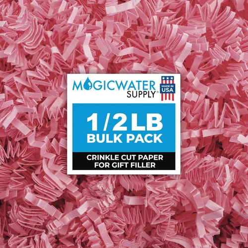 MagicWater Papel Crinkle Cut para Cestas de Regalo - 1/2 LB - Rosa Claro - Perfecto para Relleno de Papel Triturado, Relleno de Cesta, Cajas de