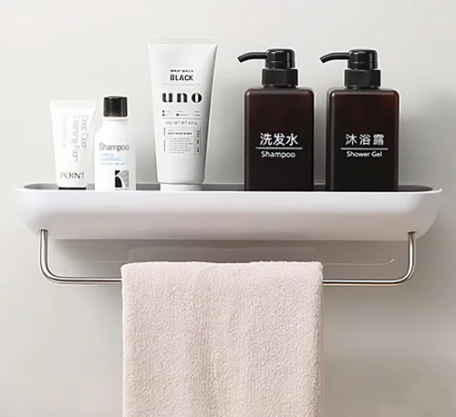 Miniatura 10 de Organizador de ducha negro montado en la pared, organizador de baño resistente al óxido sin taladrar con adhesivo fuerte para champú, jabón