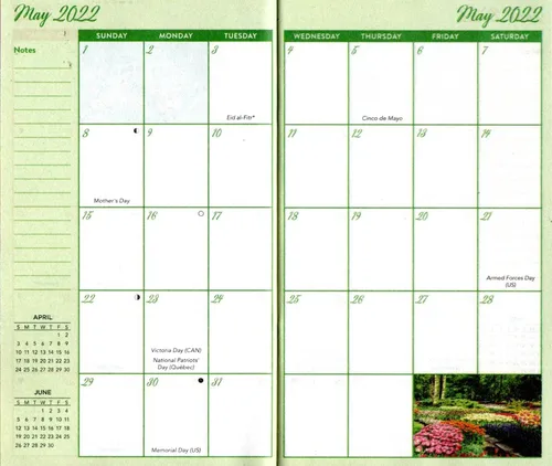 Miniatura 3 de Gardens 2022 - 2023 - Agenda de bolsillo de 2 años, calendario, organizador, formato de página mensual