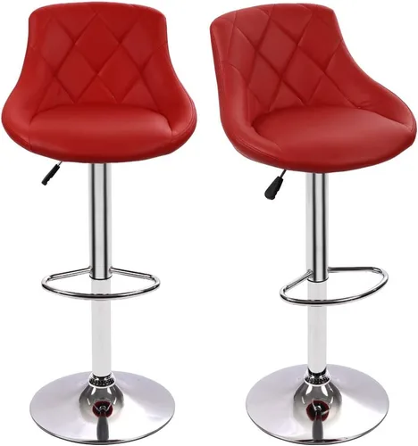 Miniatura 9 de Dkeli Taburetes de bar de altura de mostrador, juego de 2 sillas de bar ajustables de cuero para cocina, sala de estar, pub, taburete giratorio