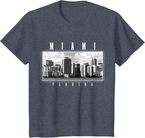 Miniatura 14 de Miami Skyline Florida Pride Vintage Miami Camiseta, Negro