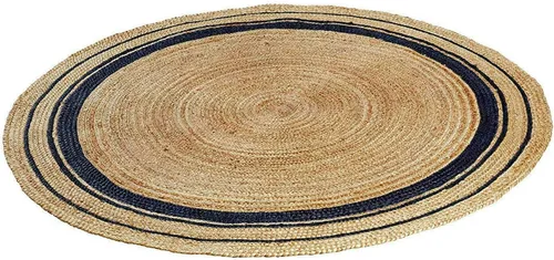 Miniatura 2 de Alfombra de yute natural trenzada a mano redonda alfombra de área hecha a mano para decoración del hogar (4 pies redondos (48 x 48 pulgadas), línea