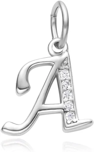 Adabele Auténtica plata de ley brillante A-Z 26 letras pequeñas del alfabeto con circonita cúbica, colgante de diamantes de imitación resistente al