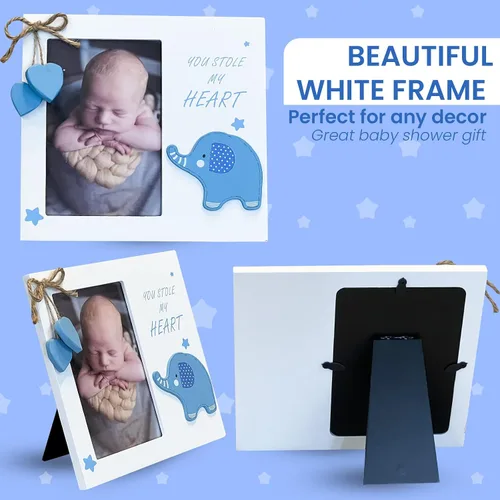 Miniatura 4 de Marco de fotos de madera para recién nacido con texto en inglés "You Stole My Heart", perfecto para baby shower, regalo de embarazo, regalos