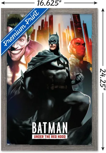 Miniatura 3 de Trends International DC Comics - Póster de pared de Batman con capucha roja, 14.725 x 22.375 pulgadas, versión enmarcada de madera de granero