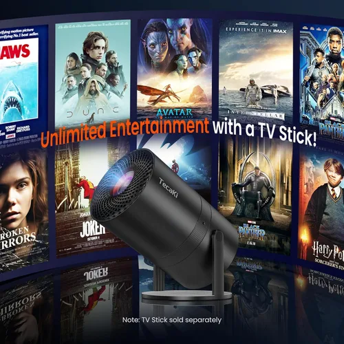 Miniatura 7 de Mini proyector portátil con WiFi y Bluetooth, compatible con proyector de películas 1080P HD, corrección trapezoidal automática, rotación de 180°