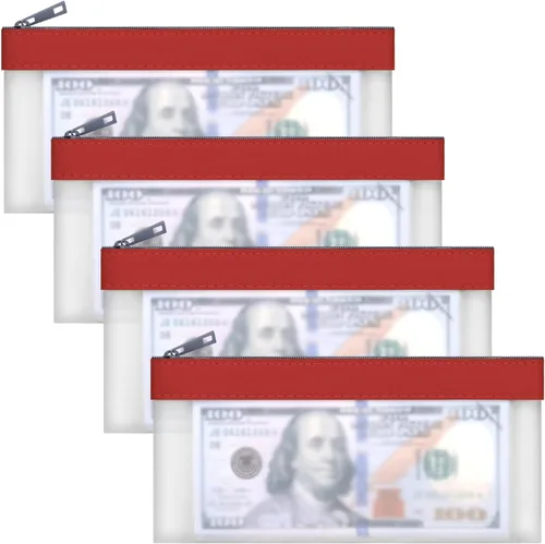 Miniatura 14 de Sobres transparentes para dinero en efectivo de 7.6 x 3.7 pulgadas Money Bags With Zipper Cash Bag Money Pouch Bank Deposit Bags for Coin Invoice