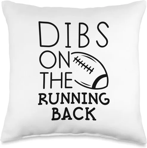 Funny Football Season Tees Dibs On The Running Back Football Wife Girlfriend Girl RB QB Throw Pillow, 16x16, Multicolor