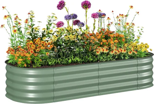 Miniatura 40 de Outsunny Cama de Jardín Elevada con 3 Jardineras, Soporte de Plantas de Madera con Orificios de Drenaje, para Verduras, Hierbas y Flores, Gris