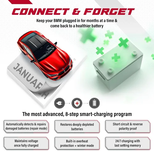 Miniatura 4 de Cargador y mantenedor de batería BMW – Cargador inteligente de 12 V, 6 A – Compatible con BMW M, X, Z, i Series, Alpina y más – Baterías de litio