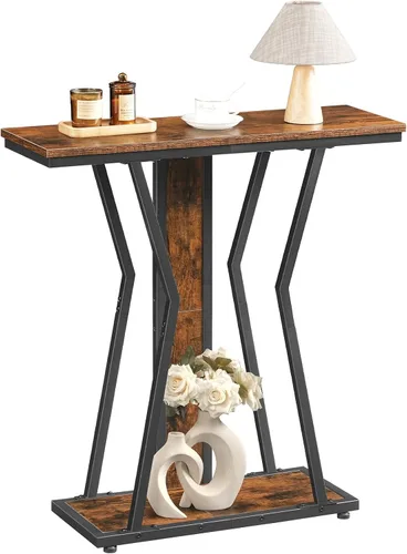 HOOBRO BF66XG01 - Mesa consola estrecha de 29.5 pulgadas con almacenamiento, mesa de sofá de 2 niveles detrás del sofá, estilo moderno, para sala de