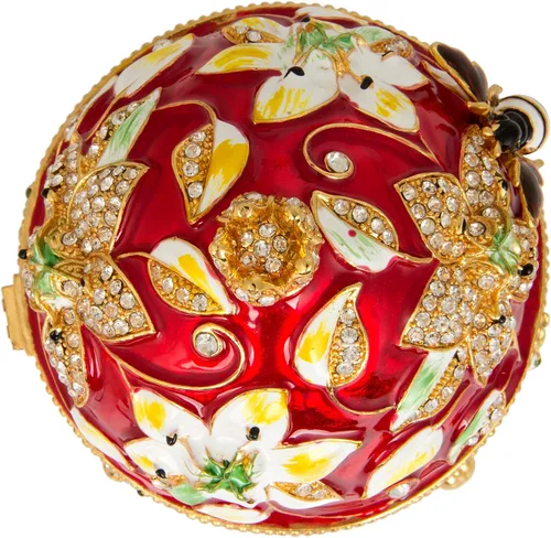 Miniatura 3 de QIFU Huevo de Pascua: Extra grande de 7 pulgadas, pintado a mano, esmaltado decorativo con bisagras, joyero, regalo único para decoración y Rojo