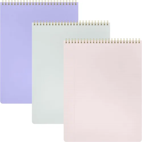 Miniatura 8 de PAPERAGE Cuaderno en espiral con tapa superior, paquete de 3, bloc de notas a rayas, (Gris claro/Azul marino/Verde salvia), 70 hojas (140 páginas)