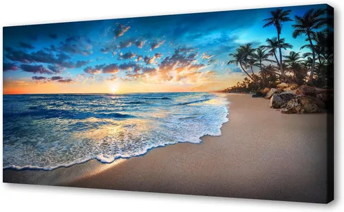 Miniatura 14 de Jiuqinghua Lienzo decorativo grande para pared, diseño de amanecer sobre el mar, 1 panel, océano, playa, olas, paisaje, pintura, obra de arte