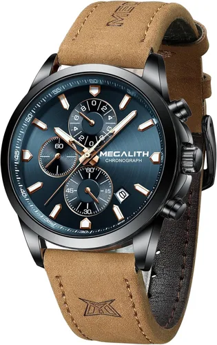 Miniatura 13 de MEGALITH Wrist Watches for Men Luxury: Dress Silver Stainless Steel Chronograph Watch Waterproof - Gift for Husband Father at Birthday Anniversary