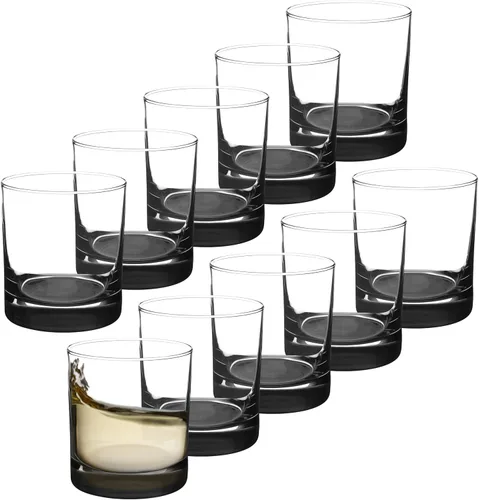 Libbey - Vasos de whisky de 10 onzas, juego de 10 unidades, paquete a granel, base pesada, vidrio de moda antigua, perfecto para whisky, bourbon,
