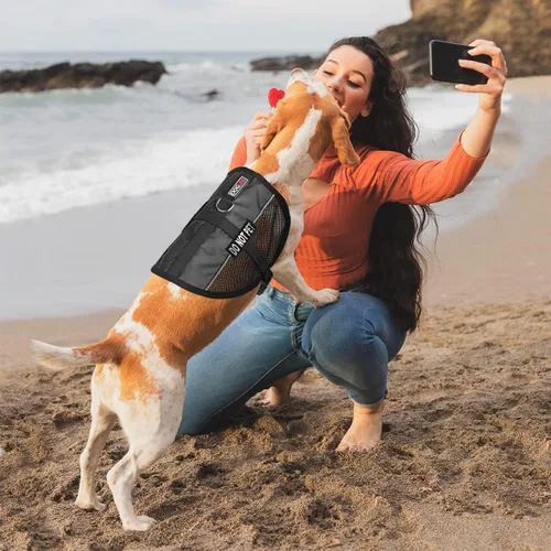 Miniatura 7 de DogLine 13"-16" maxaire Malla Chaleco para perros y 2 NO extraíbles Pet Parches, Negro