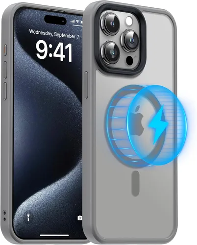 Miniatura 18 de Meifigno Magic Mag Series - Funda diseñada para iPhone 15 Pro, protección de grado militar y compatible con MagSafe, parte trasera mate translúcida
