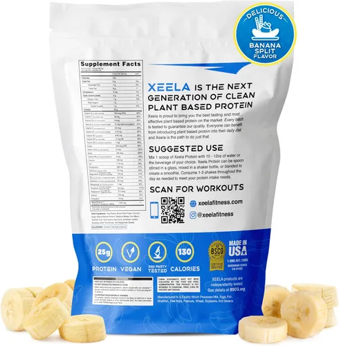 Miniatura 2 de XEELA Proteína vegana en polvo a base de plantas, probada independientemente, 0.88 onzas de alto contenido en proteínas, proteína de guisante