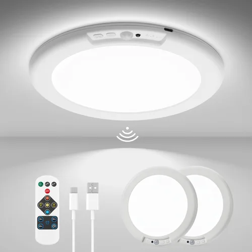 Miniatura 13 de wowatt: lámpara de techo recargable operada por batería, luz de sensor de movimiento para interiores, lámpara de ducha inalámbrica con mando a
