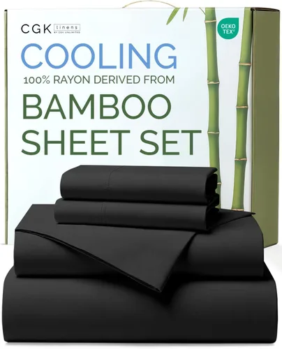 Miniatura 10 de Sábanas de bambú 100% rayón derivado de bambú, tamaño individual, sábanas refrescantes para individuales. Ropa de cama ultra suave, transpirable