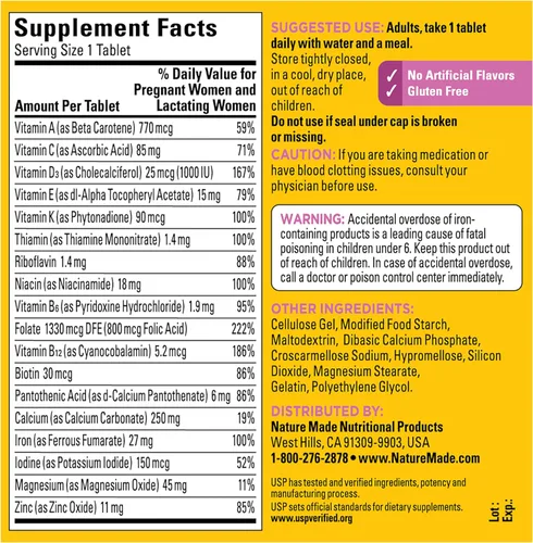 Miniatura 9 de Nature Made Suplemento alimenticio Prenatal + DHA 200 mg, 60 cápsulas suaves, 1435, 1