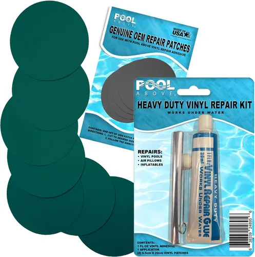 Miniatura 3 de Kit de parches de reparación de vinilo resistente para reparación de revestimientos de piscina sobre el suelo; inflables de pegamento y parches; Azul