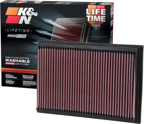 K&N Filtro de Aire de Motor de Alto Flujo Original de Toda la Vida: Aumenta la Potencia: Premium, Lavable: Compatible con FORD/LINCOLN/MERCURY