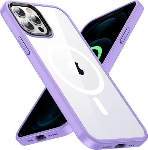 Miniatura 9 de Funda magnética para iPhone 12/iPhone 12 Pro, probada en caídas de grado militar, compatible con MagSafe, a prueba de golpes, translúcida, parte