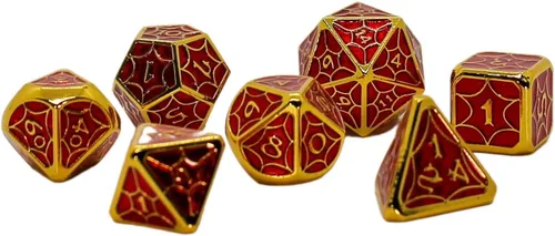 Miniatura 10 de Juego de dados de metal con escamas de dragón en color negro con caja de exhibición, perfecto para juegos, equilibrio adecuado y distribución