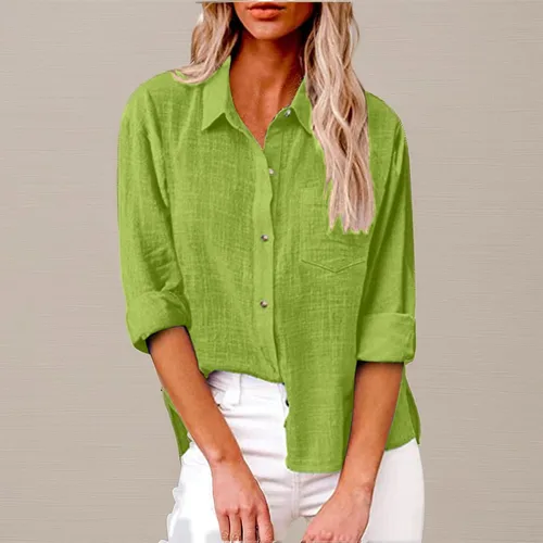 Miniatura 155 de SMIDOW Camisa de algodón y lino con botones para mujer