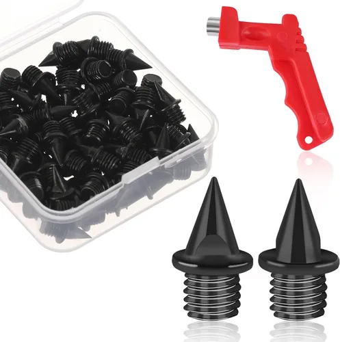 Miniatura 8 de JULMELON 60 Puntas de Pista de 1/4 Pulgada de Acero al Carbono, Puntas de Carbono de Peso Ligero con Llave de Pico para Zapatos de Pista, Campo