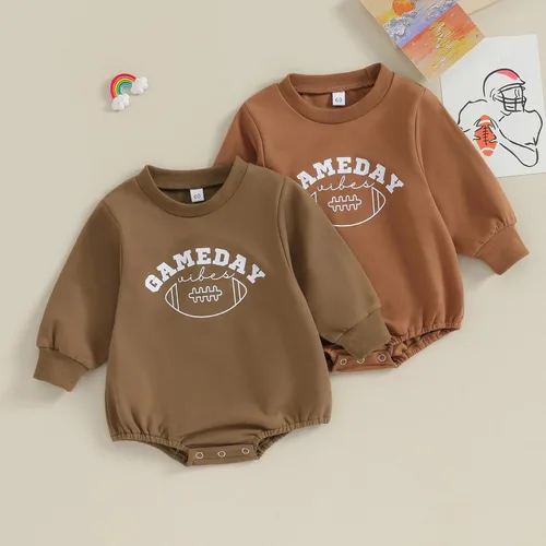 Miniatura 8 de MERSARIPHY Sudadera de fútbol para bebé, traje de manga larga con letras divertidas, ropa de otoño e invierno