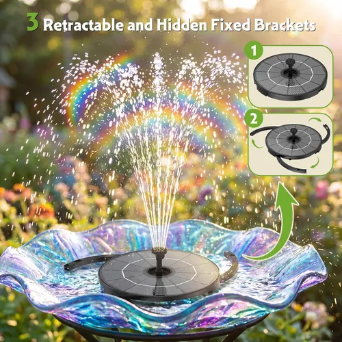 Miniatura 4 de AISITIN Bomba de fuente solar para bricolaje con cable de 3.9 pies, fuente solar de baño para pájaros con 6 boquillas, fuente flotante de agua