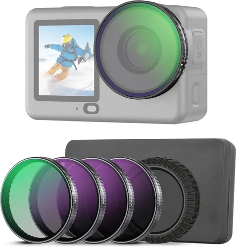 Miniatura 12 de NEEWER Filtro ND variable compatible con DJI Osmo Action 5 Pro/4/3, ND2-32 1-5 Paradas a presión Multicoated HD Vidrio óptico de densidad neutra