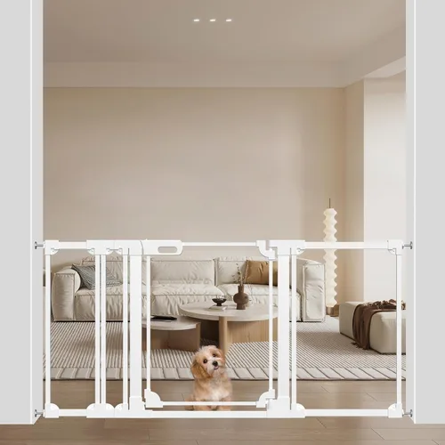 Miniatura 13 de WAOWAO Puerta de acrílico transparente extra alta de 40 pulgadas para bebés y niños con doble cerradura, 29.5-37.37 pulgadas de ancho, puerta