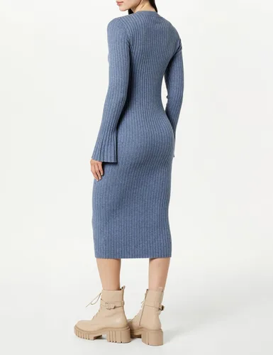 Miniatura 2 de The Drop Vestido tipo suéter acanalado con mangas acampanadas Fernanda para mujer