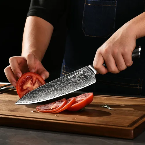 Miniatura 7 de Cuchillo de chef – Cuchillo de cocina VG10 de acero Damasco de 67 capas, cuchillo japonés de 8 pulgadas para cortar carne y verduras, cuchillo