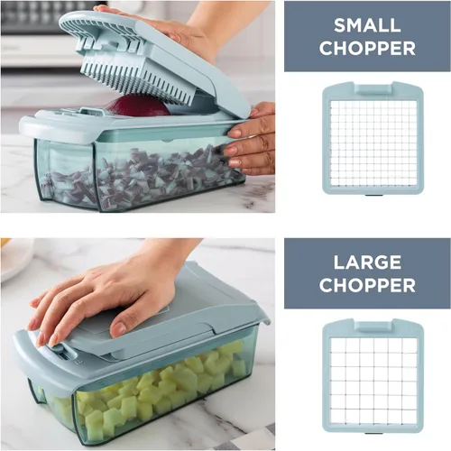 Miniatura 4 de Cook with Color Picador de verduras – Multifuncional 11 en 1 picador de verduras con recipiente – Picador de alimentos para picar, picar, rebanar