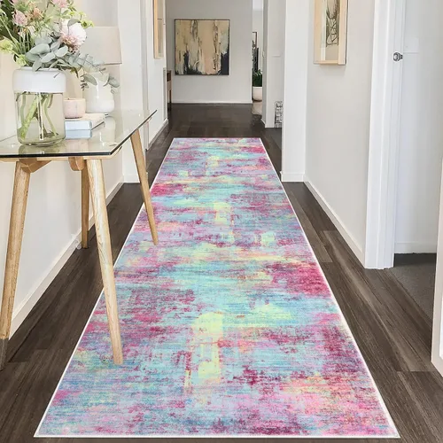 Miniatura 867 de IOHOUZE Alfombra abstracta lavable de 3 x 12 pies para pasillos, antideslizante para cocina, camino de entrada de lana sintética para interiores