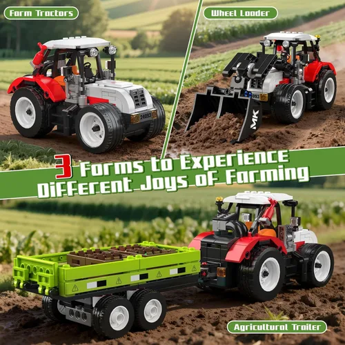 Miniatura 3 de Mould King 24093 Farm Wheel Loader - Juego de construcción de 504 piezas de mini World City Series para niños a partir de 8 años