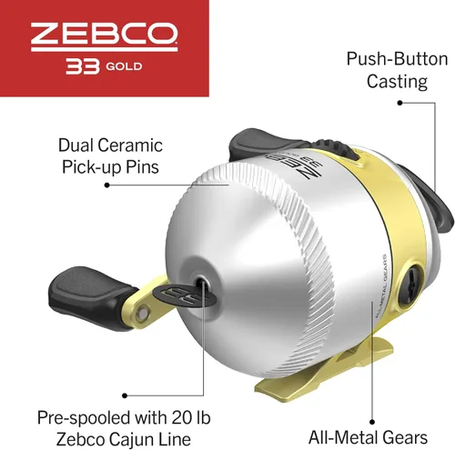 Miniatura 5 de Zebco Combo de 33 carretes Spincast y caña de pescar de 2 piezas, caña de fibra de vidrio con cómodo mango de corcho de agarre dividido, carrete