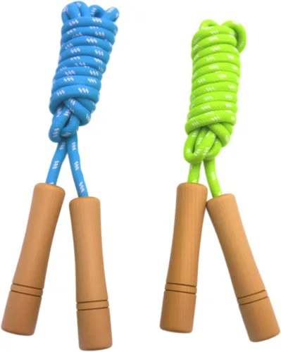 Miniatura 8 de Cuerda de saltar para niños – Mango de madera – Cuerda de saltar ajustable de algodón trenzado para niños pequeños fitness entrenamiento ejercicio