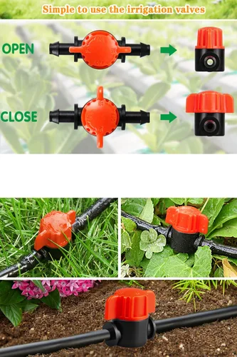 Miniatura 4 de 20pcs 1/4 pulgada Barb Shut-Off Válvula universal de riego por goteo tubería válvula de acoplamiento